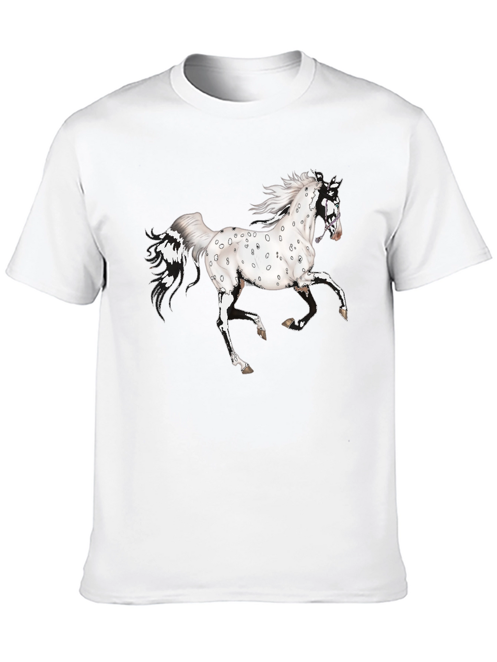 Spotted Horse Graphic Tee - Black Cotton Shirt