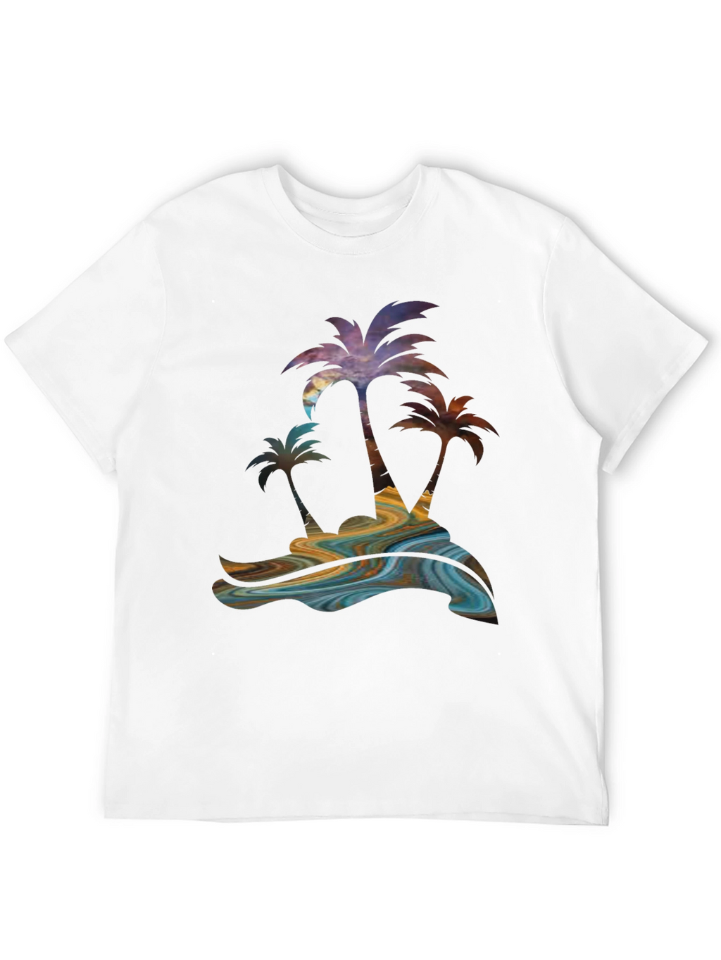 Tropical Palm Tree Graphic Mens Black Tee