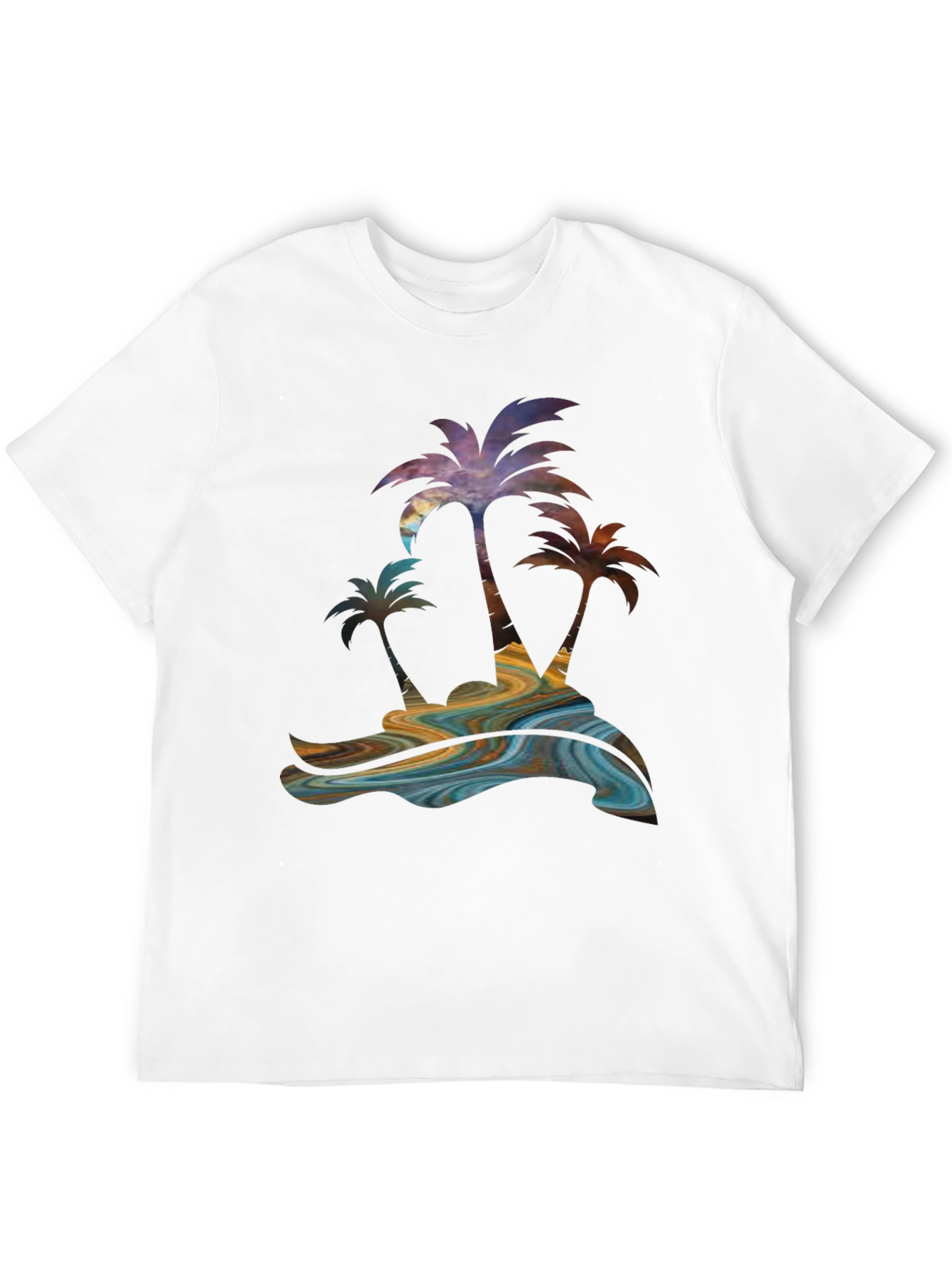 Tropical Palm Tree Graphic Mens Black Tee