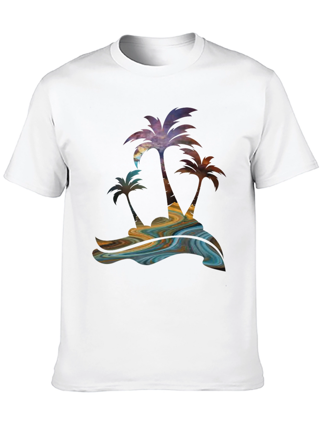 Tropical Palm Tree Graphic Mens Black Tee