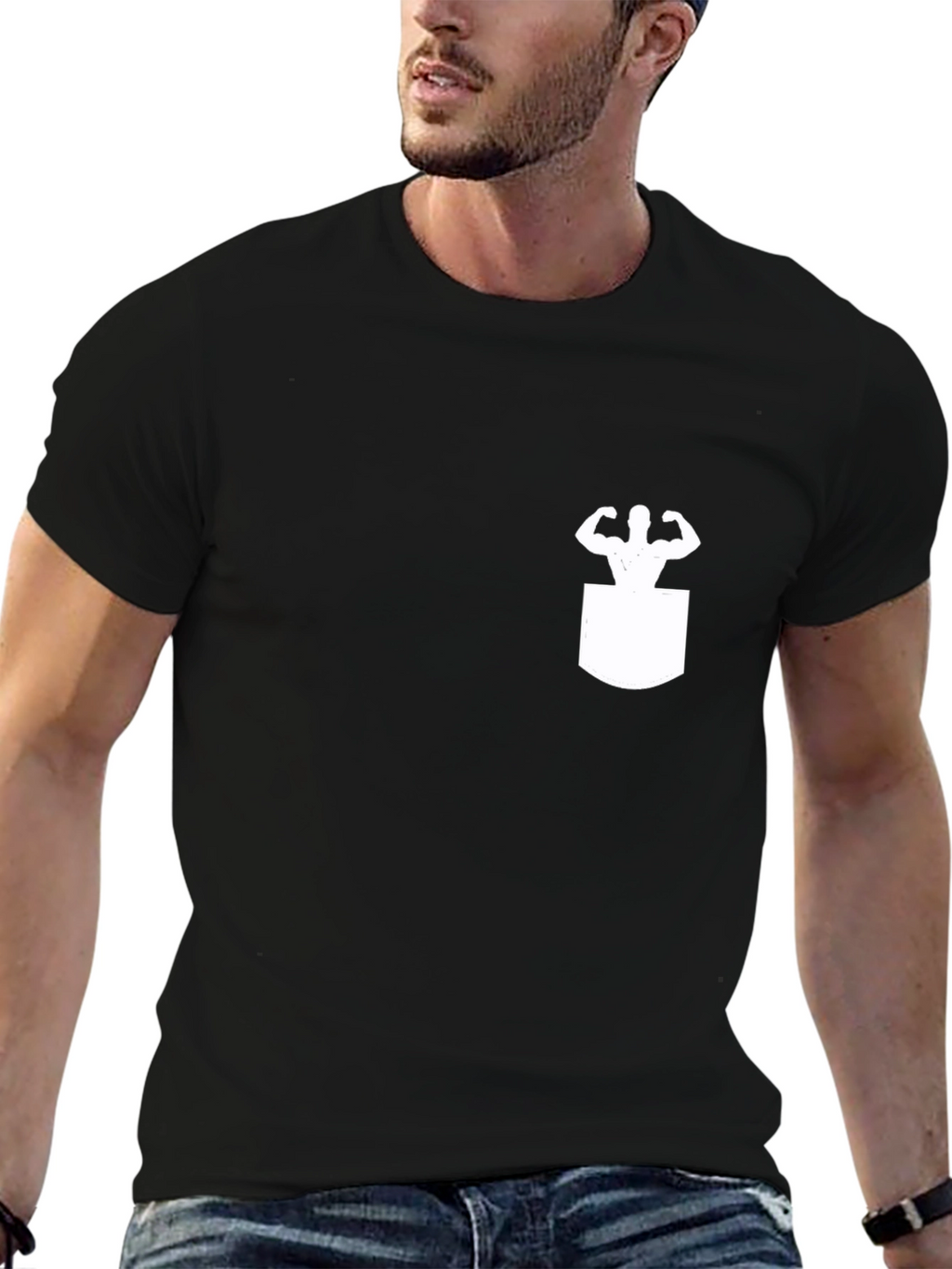Muscle Man Pocket Tee - Gym Humor T-Shirt