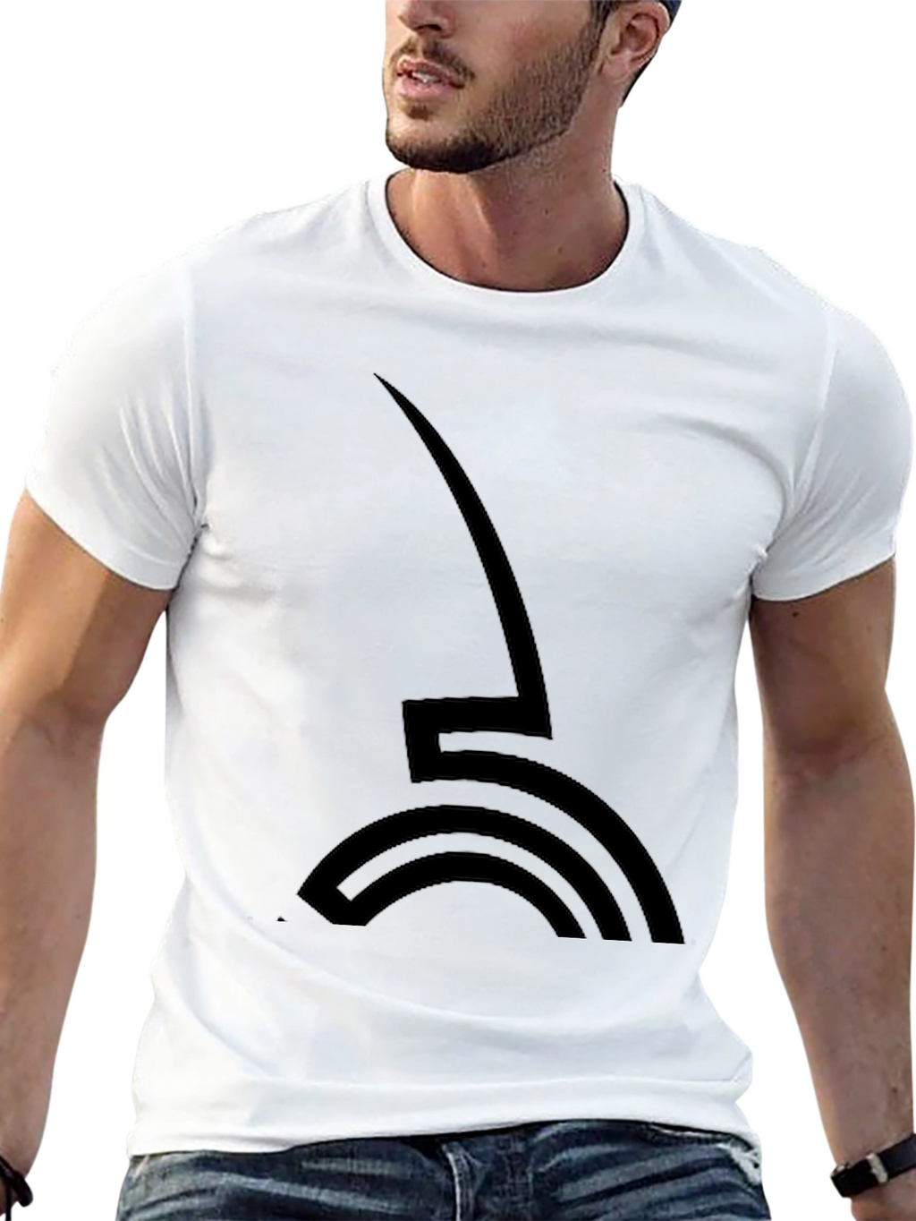 Modern Graphic Tee - Abstract Logo Black T-Shirt
