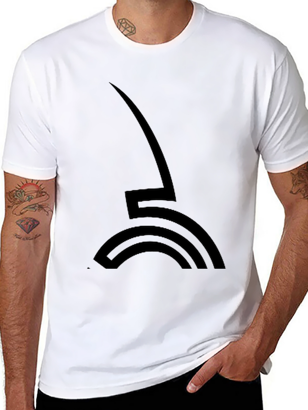 Modern Graphic Tee - Abstract Logo Black T-Shirt
