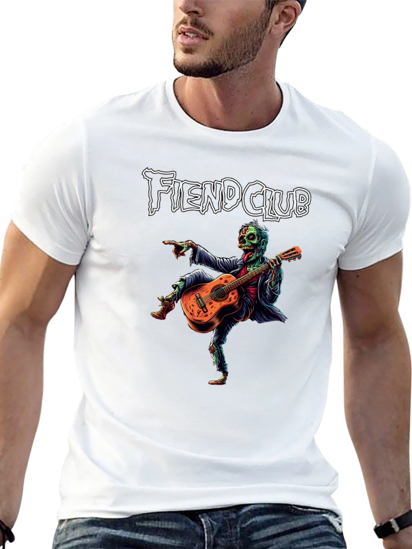 Fiend Club Zombie Guitar Player Graphic T-Shirt