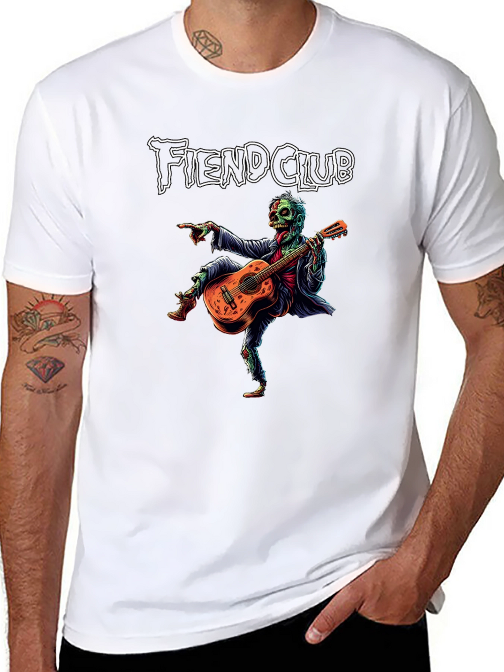 Fiend Club Zombie Guitar Player Graphic T-Shirt