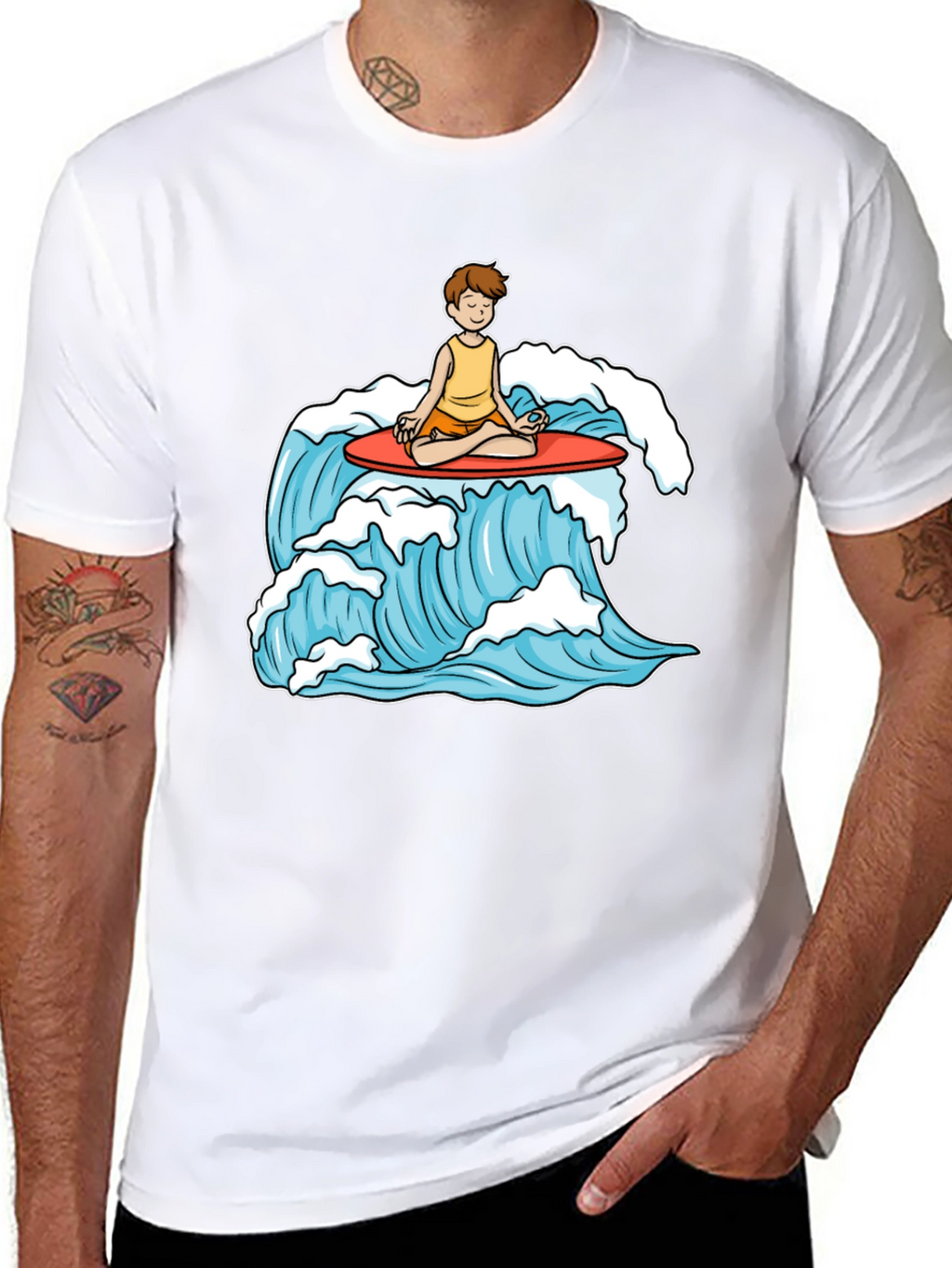 Zen Surfer T-Shirt - Meditating on Waves