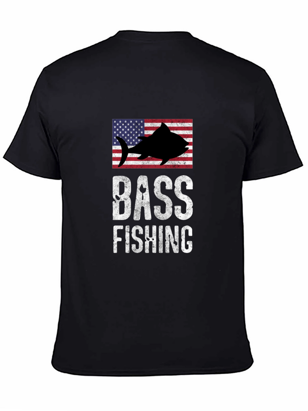 Bass Fishing American Flag Graphic T-Shirt