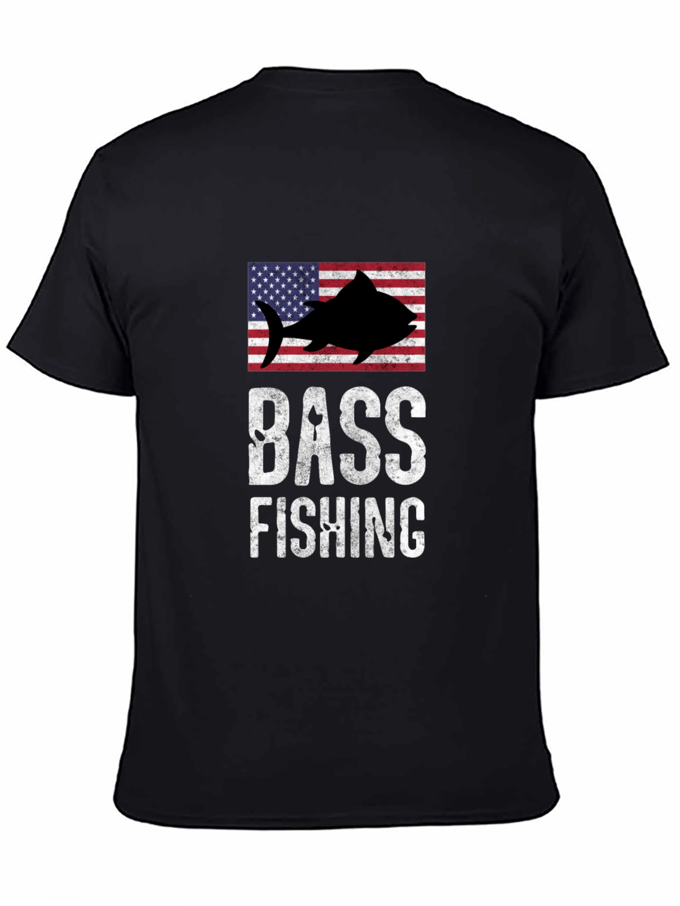 Bass Fishing American Flag Graphic T-Shirt