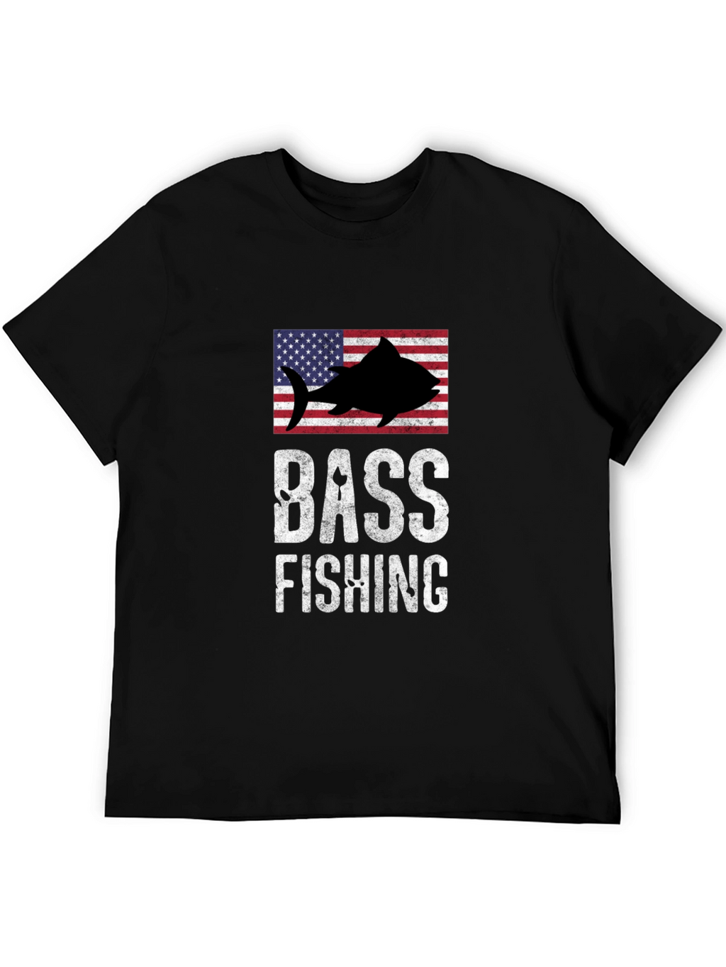 Bass Fishing American Flag Graphic T-Shirt