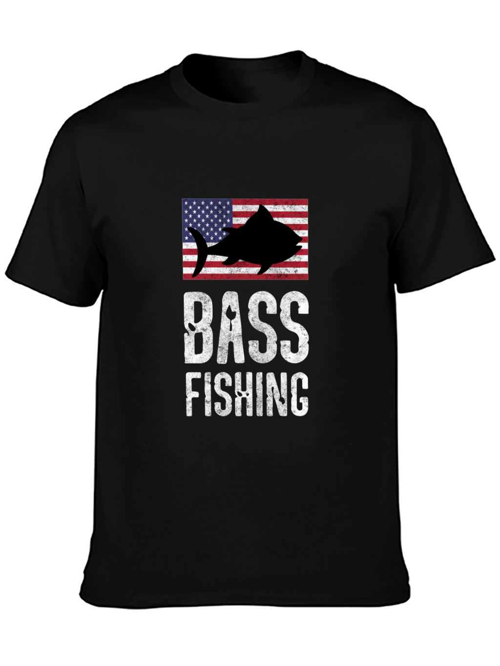 Bass Fishing American Flag Graphic T-Shirt