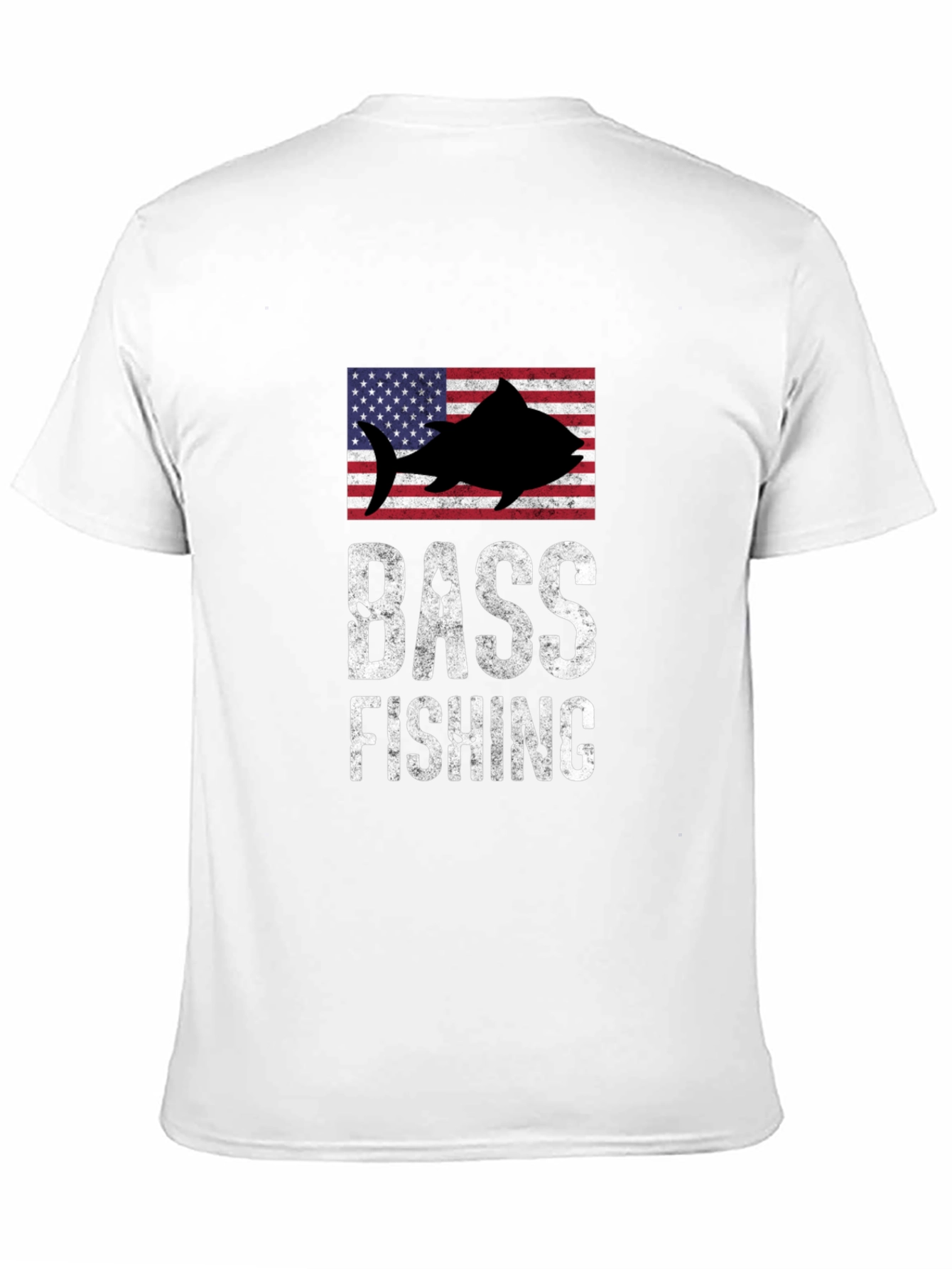 Bass Fishing American Flag Graphic T-Shirt
