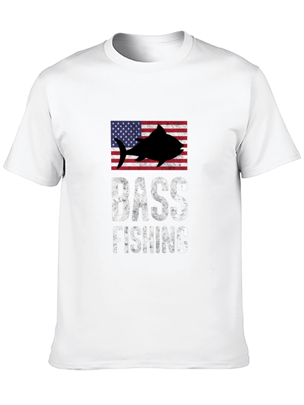 Bass Fishing American Flag Graphic T-Shirt