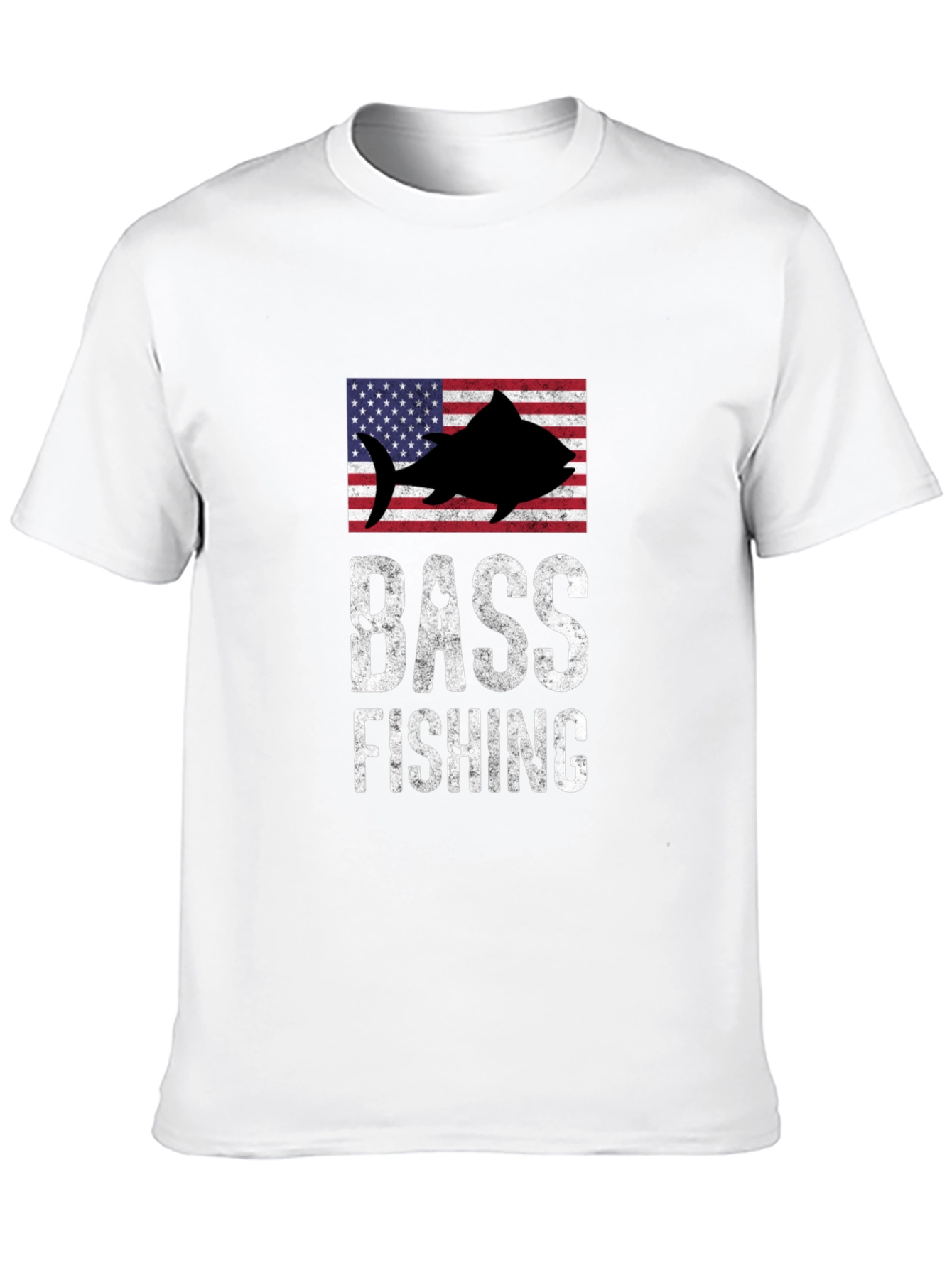 Bass Fishing American Flag Graphic T-Shirt