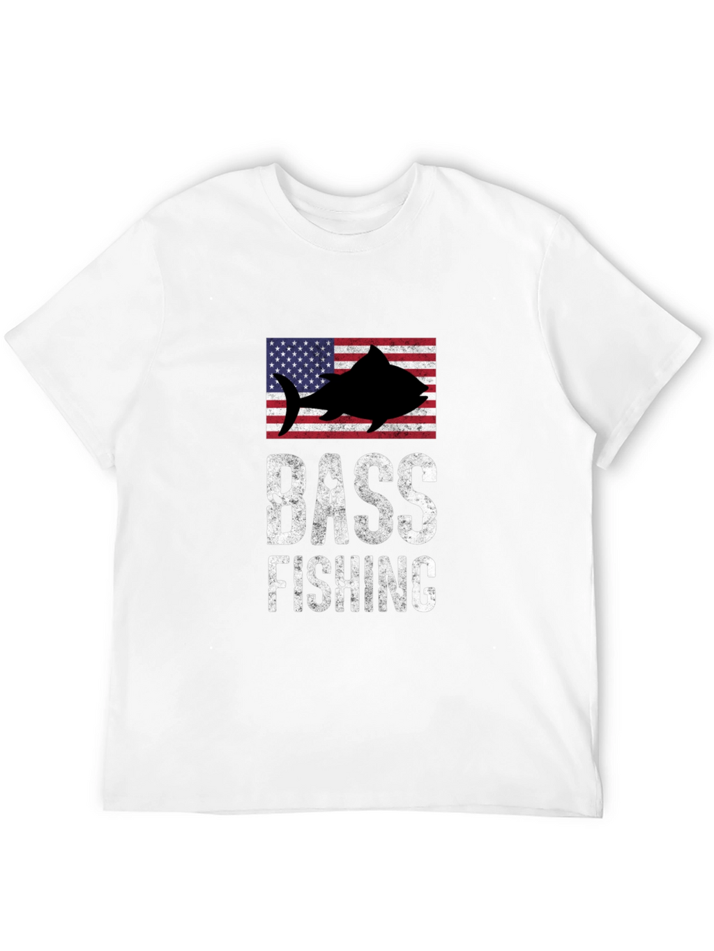 Bass Fishing American Flag Graphic T-Shirt