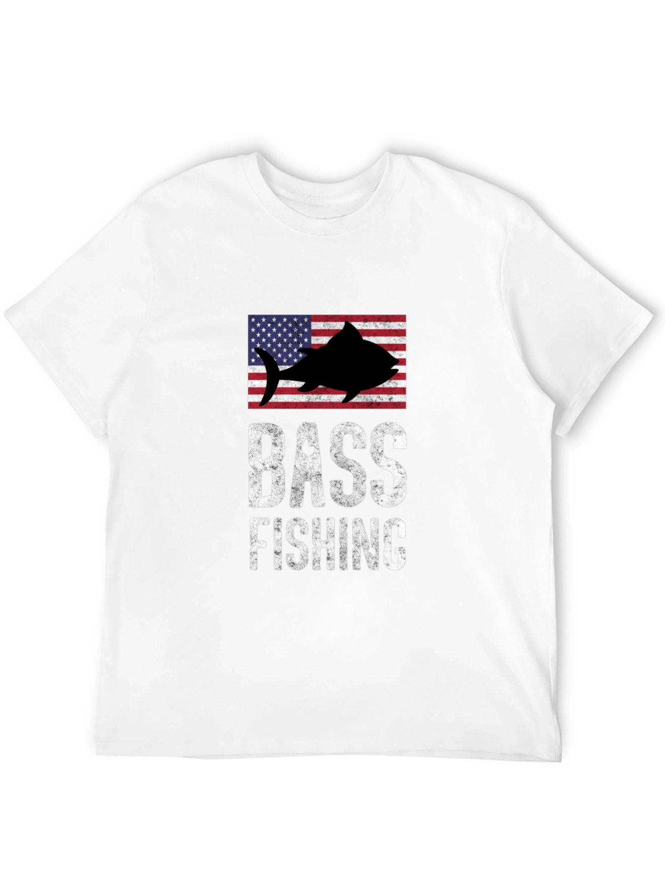 Bass Fishing American Flag Graphic T-Shirt
