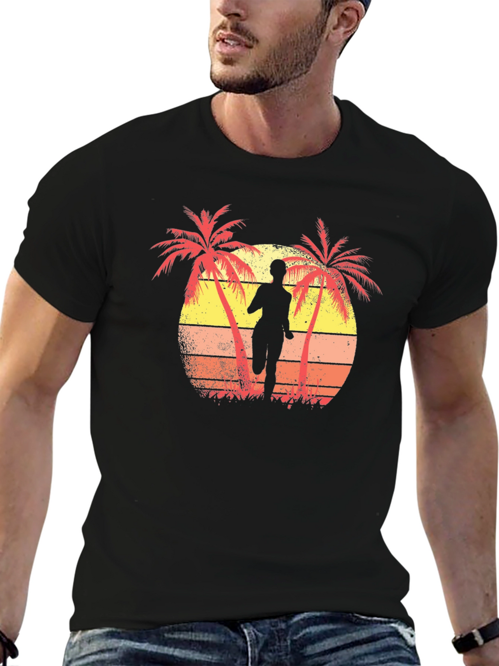 Retro Sunset Runner T-Shirt