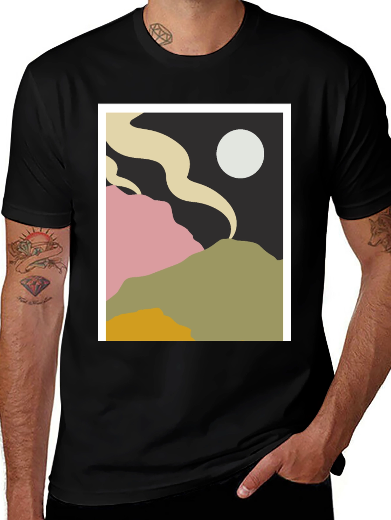 Abstract Landscape Graphic Tee - Modern Art Shirt