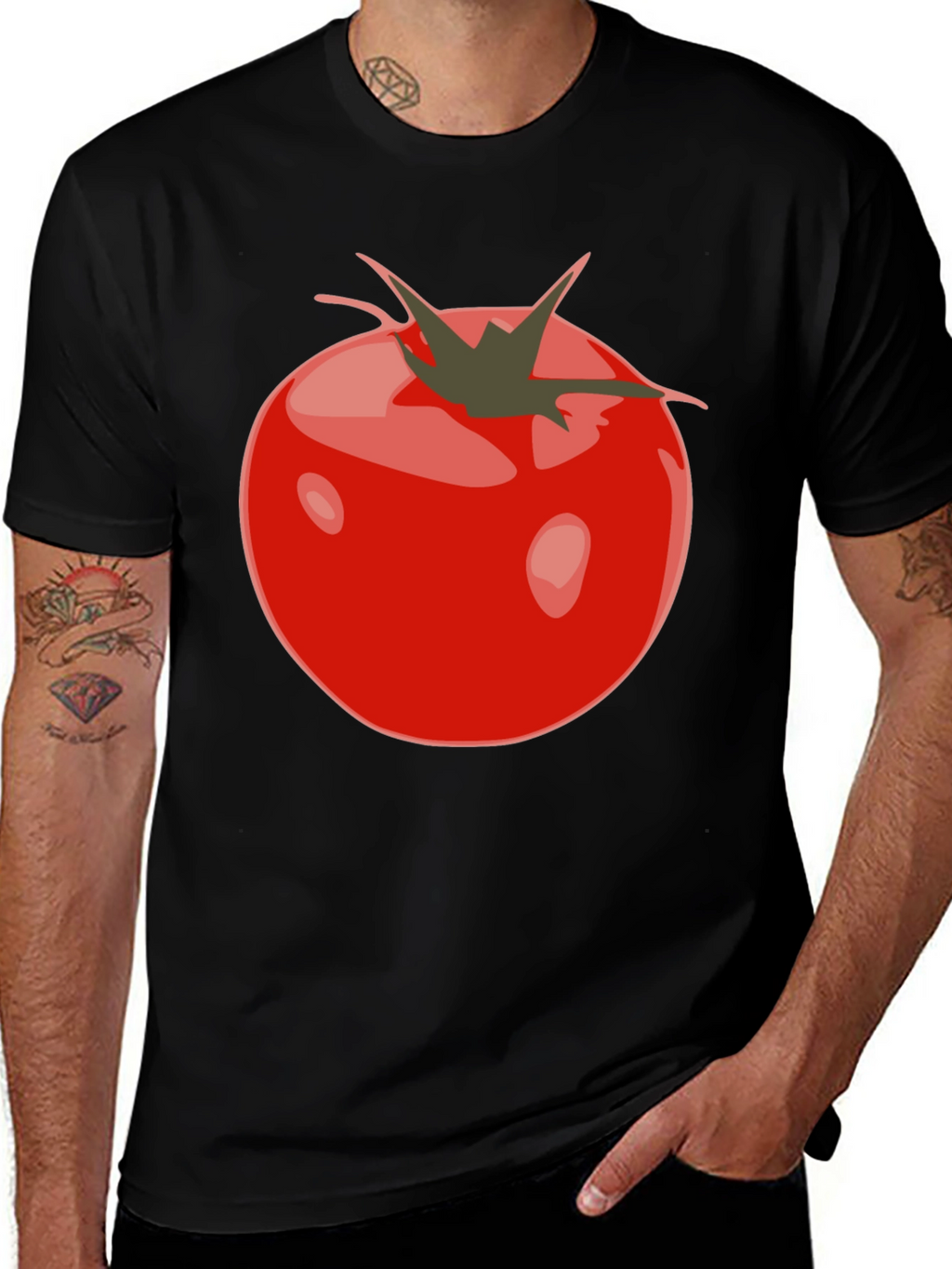 Tomato Graphic Black T-Shirt - Fresh & Fun