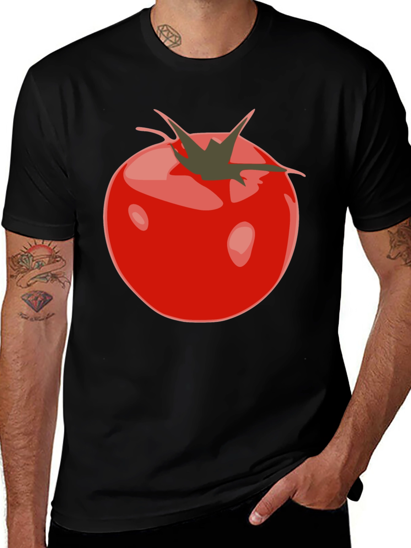 Tomato Graphic Black T-Shirt - Fresh & Fun