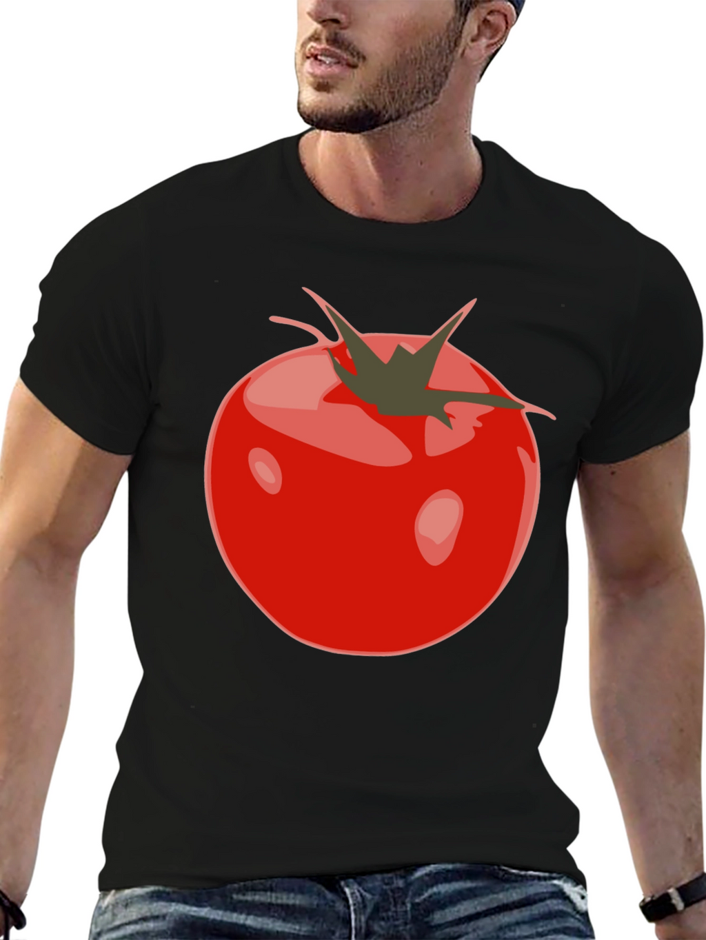 Tomato Graphic Black T-Shirt - Fresh & Fun