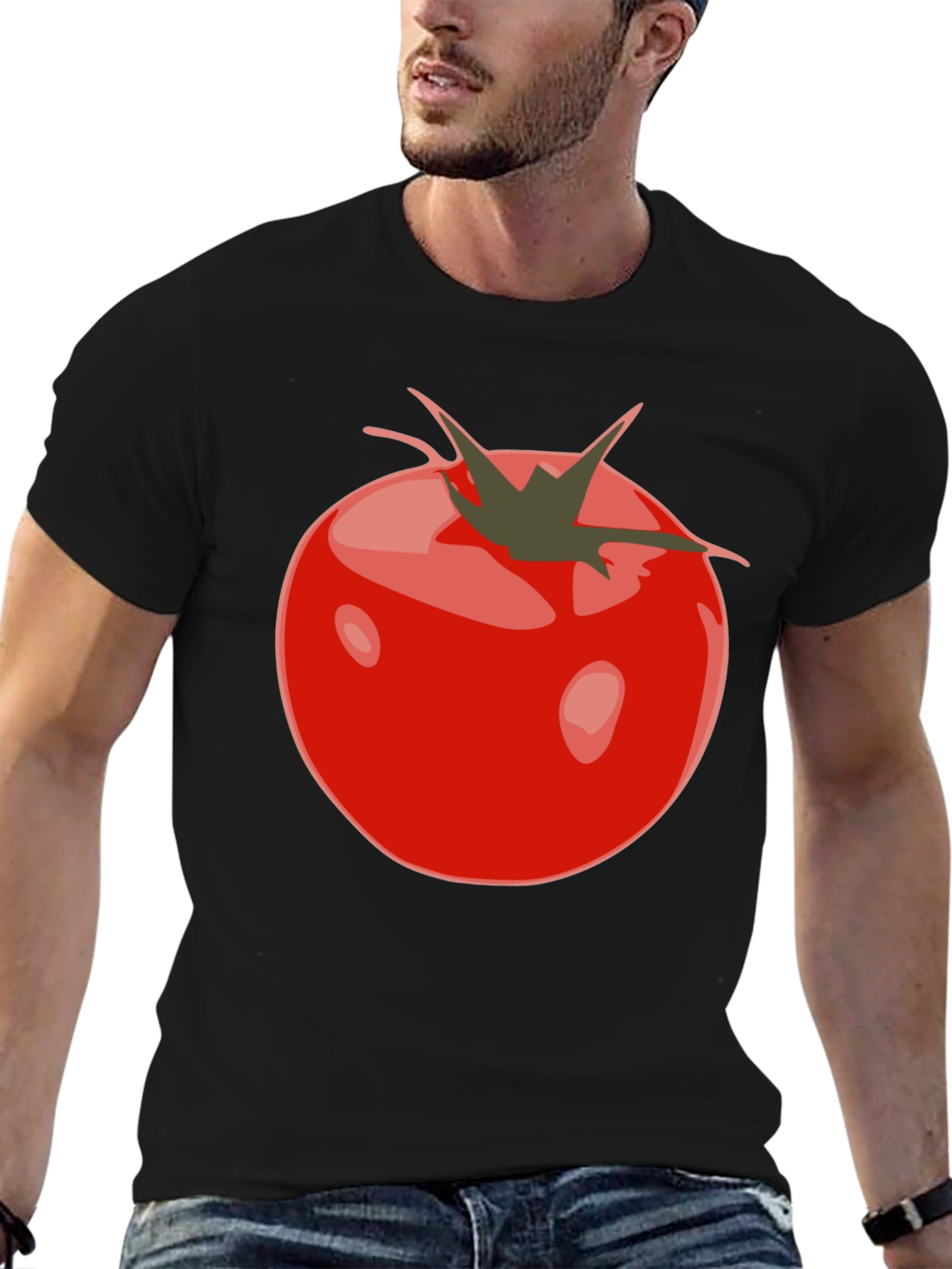 Tomato Graphic Black T-Shirt - Fresh & Fun