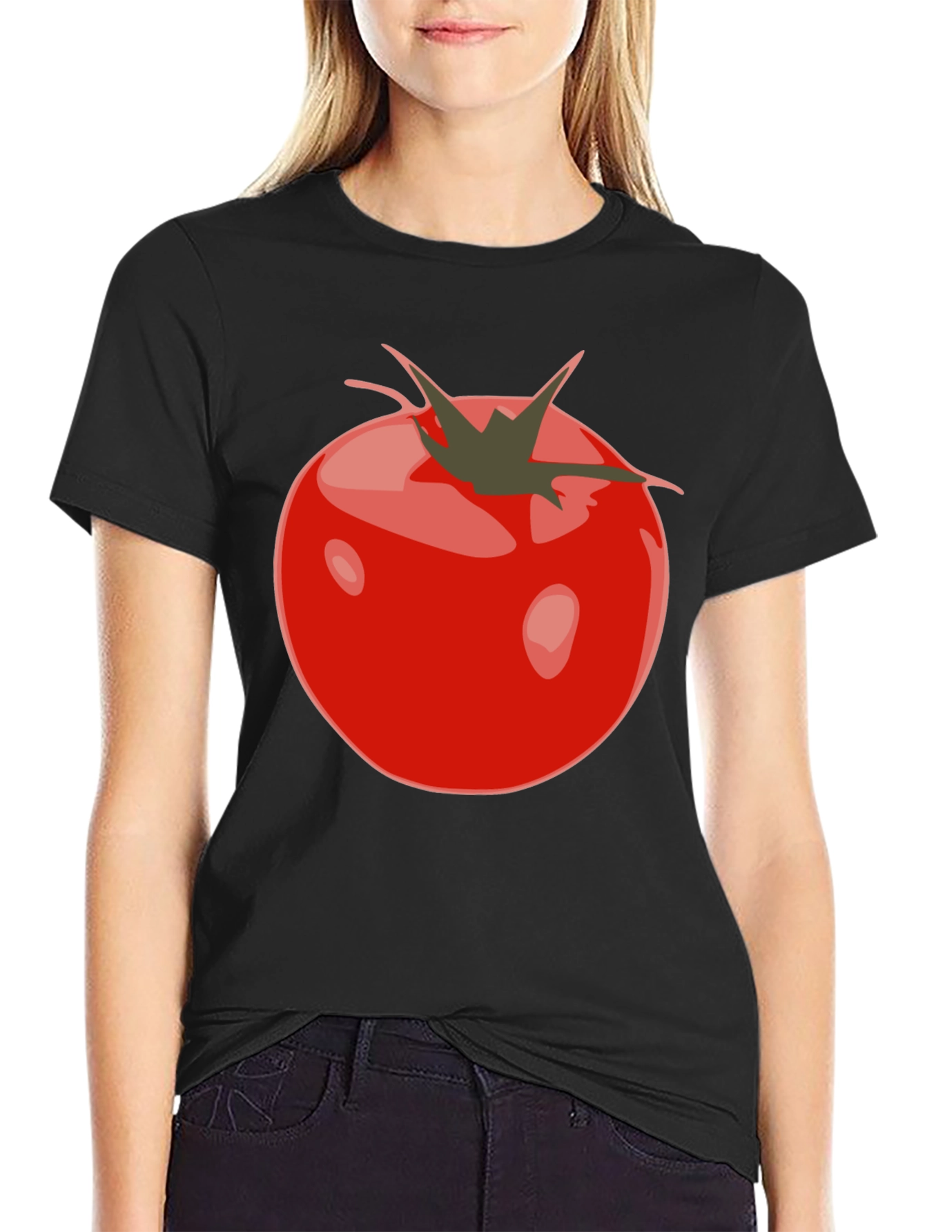 Tomato Graphic Black T-Shirt - Fresh & Fun