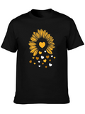 Sunflower Heart Graphic Tee - Stylish Mens Black T-Shirt
