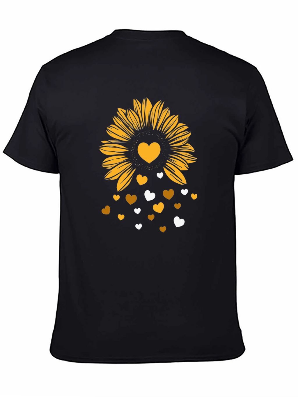 Sunflower Heart Graphic Tee - Stylish Mens Black T-Shirt