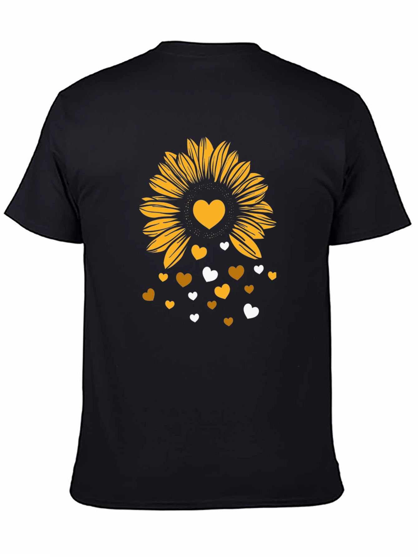 Sunflower Heart Graphic Tee - Stylish Mens Black T-Shirt