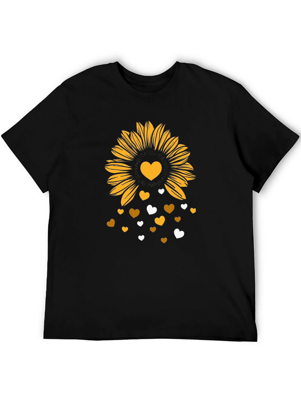 Sunflower Heart Graphic Tee - Stylish Mens Black T-Shirt