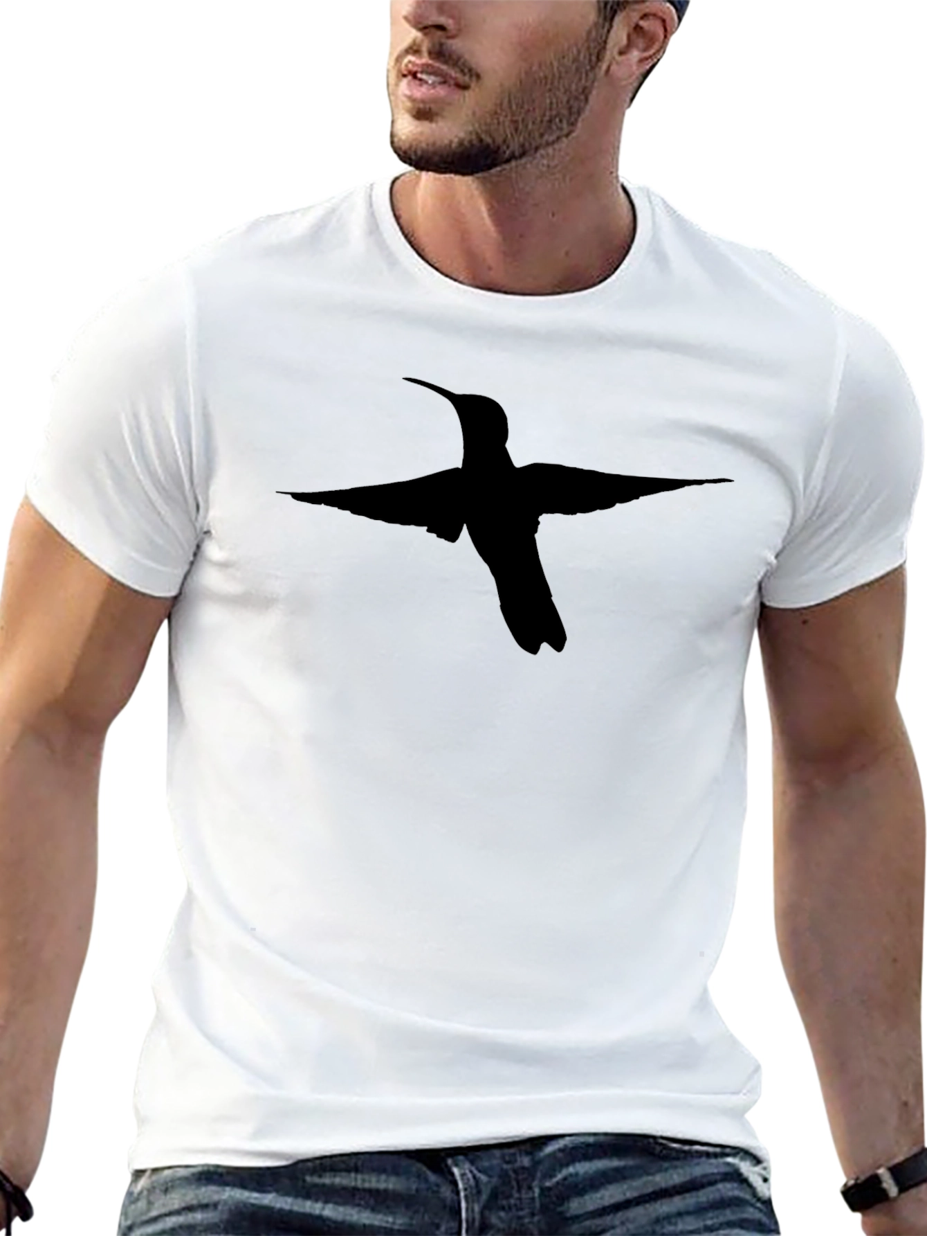 Black Hummingbird Graphic Tee - Stylish Bird Lovers T-Shirt