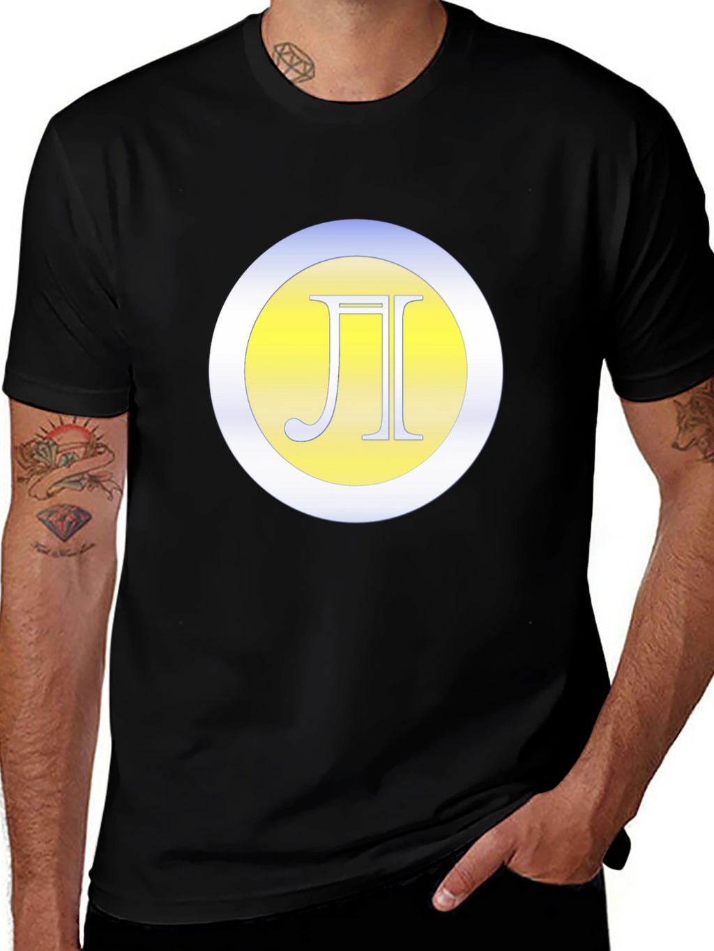 Black T-Shirt with Letter Logo
