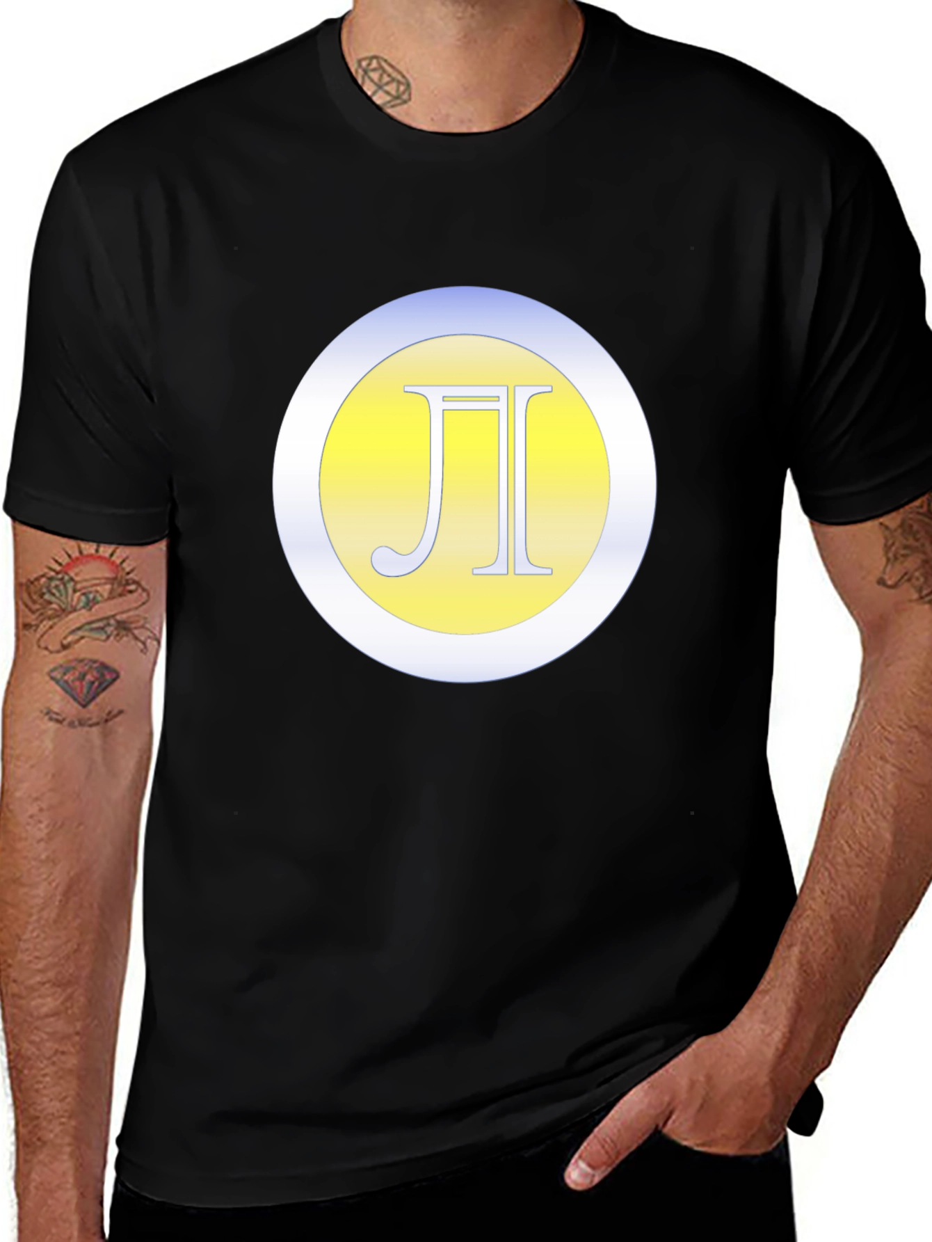Black T-Shirt with Letter Logo