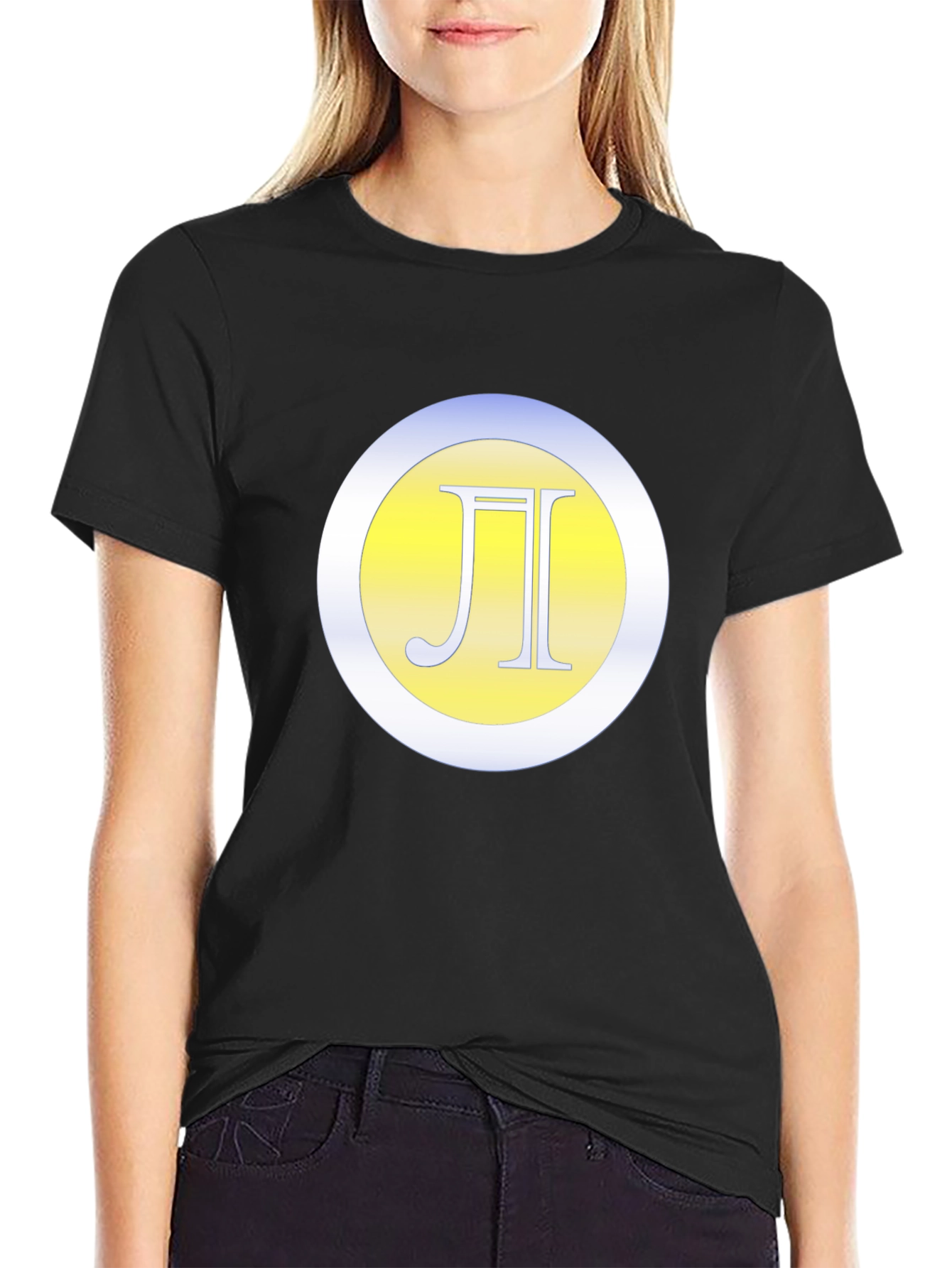 Black T-Shirt with Letter Logo