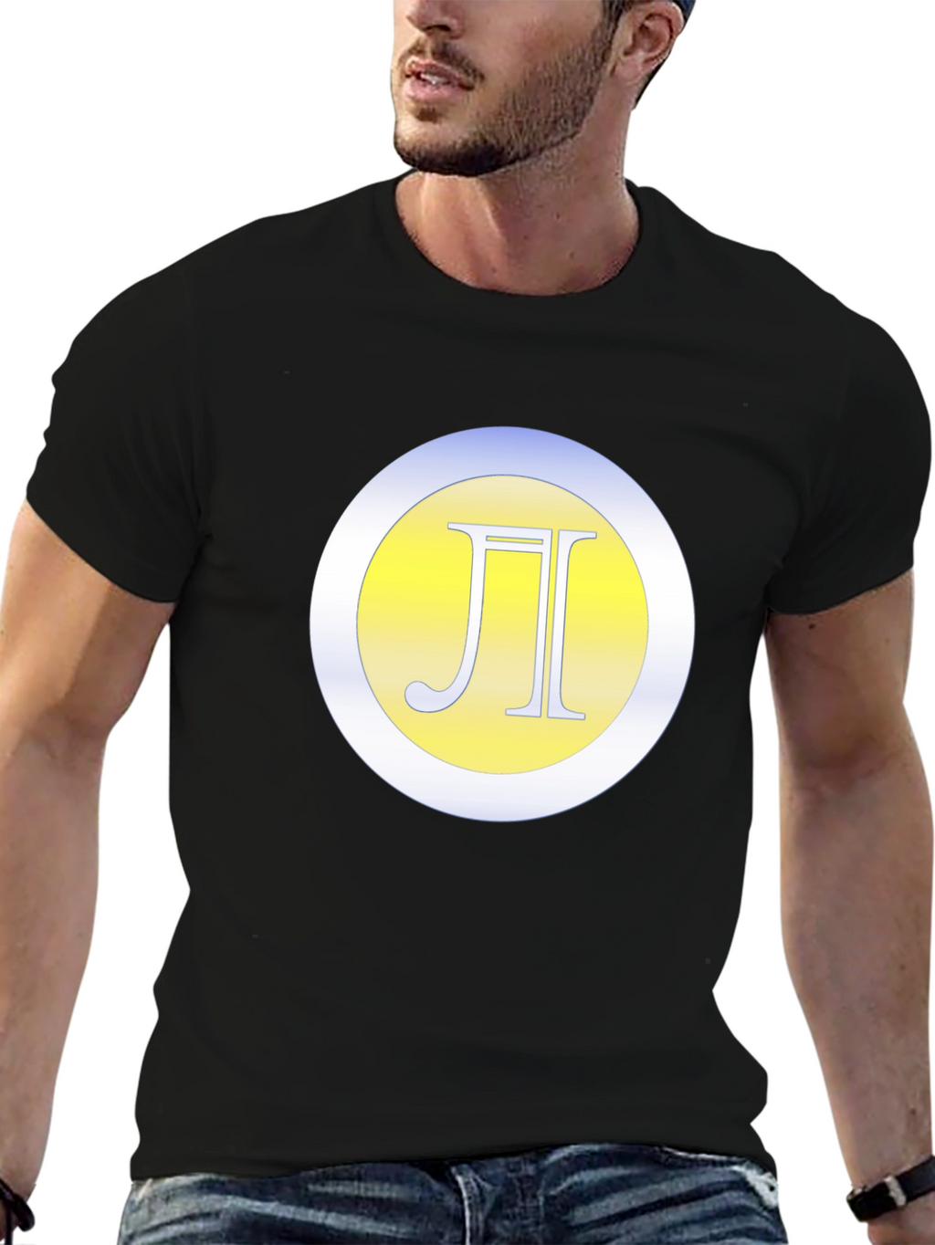 Black T-Shirt with Letter Logo