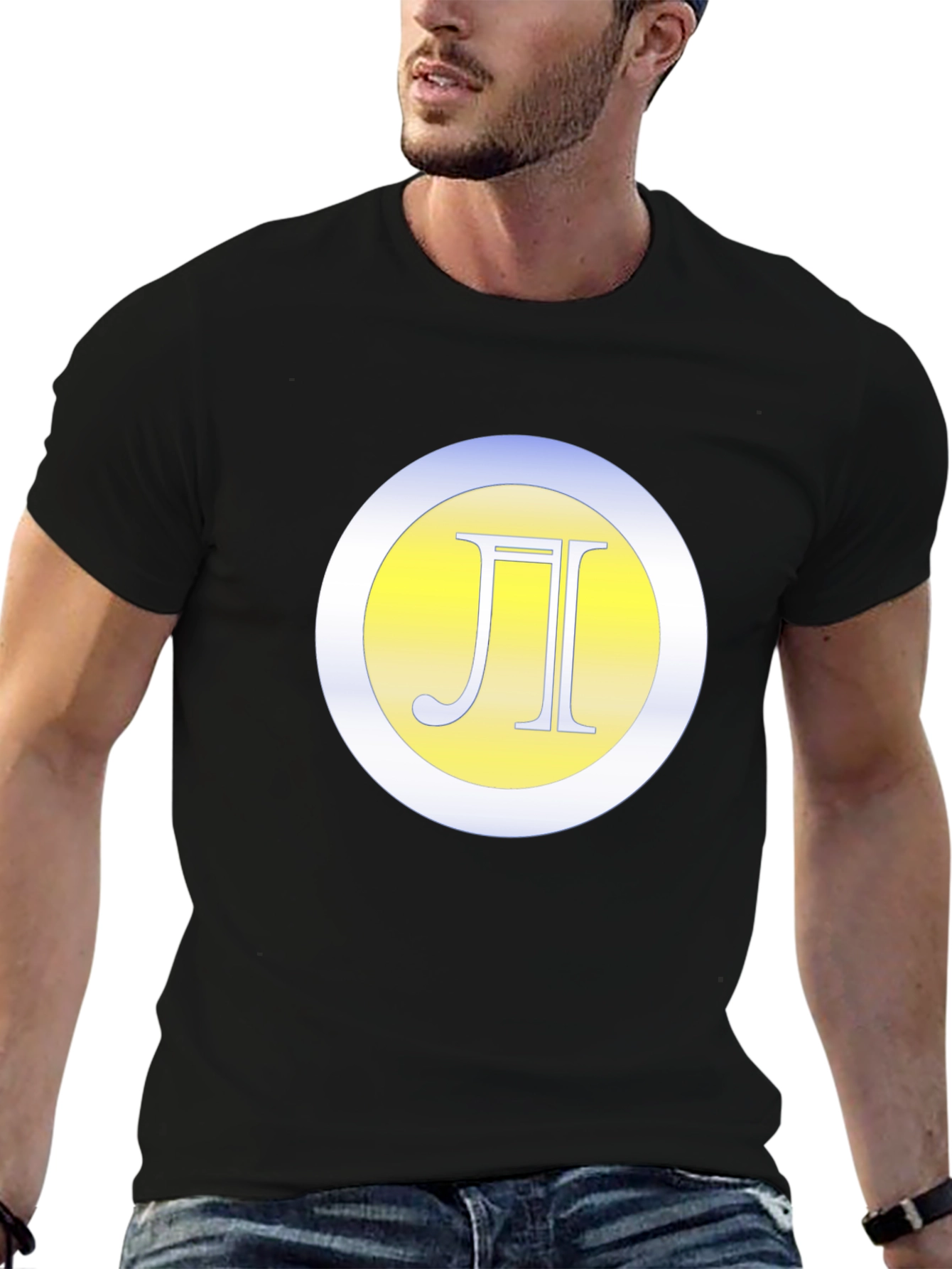 Black T-Shirt with Letter Logo