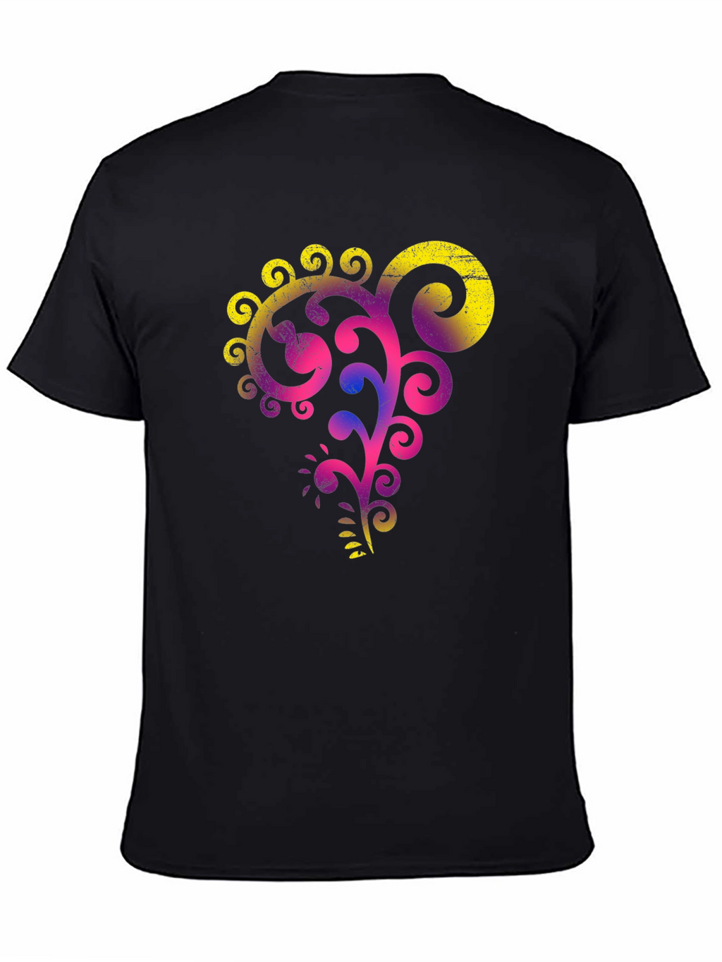 Stylish Black Tee with Vibrant Floral Graphic