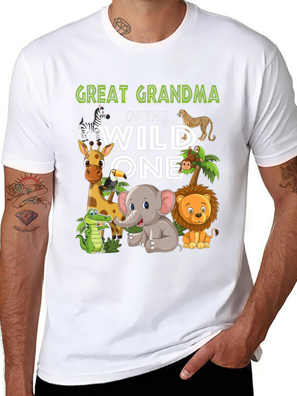 Great Grandma of the Wild One Zoo Animal T-Shirt