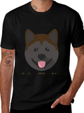Akita Dog Graphic Print Mens Black T-Shirt