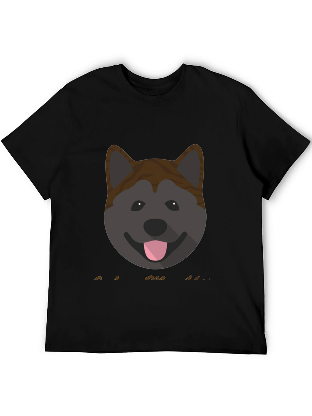 Akita Dog Graphic Print Mens Black T-Shirt