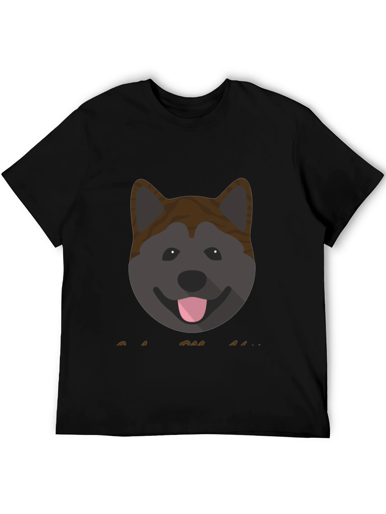Akita Dog Graphic Print Mens Black T-Shirt