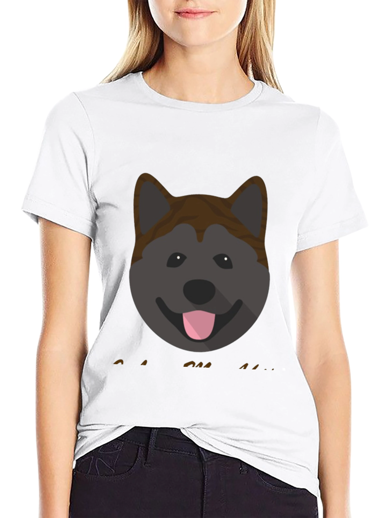 Akita Dog Graphic Print Mens Black T-Shirt