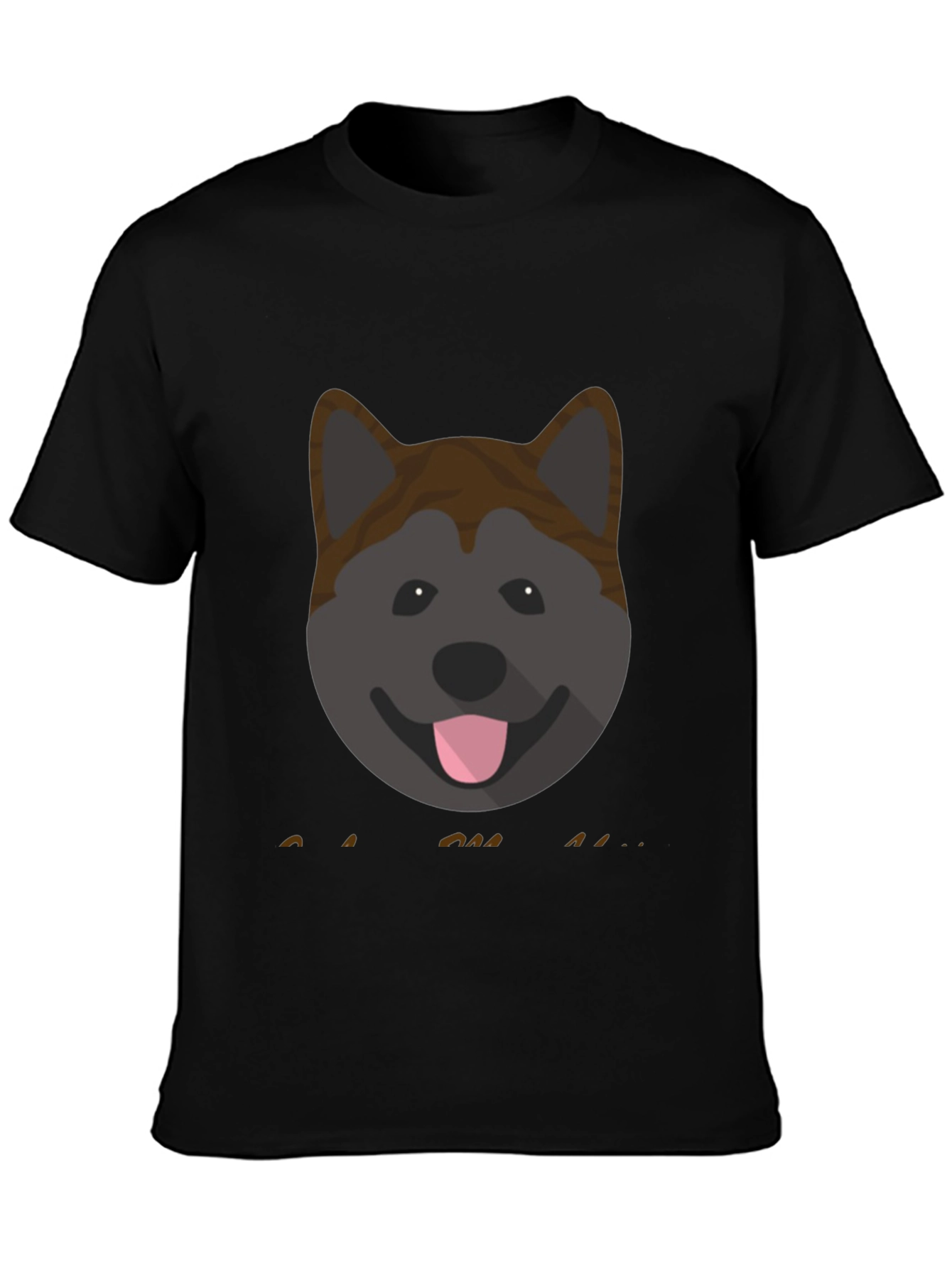 Akita Dog Graphic Print Mens Black T-Shirt