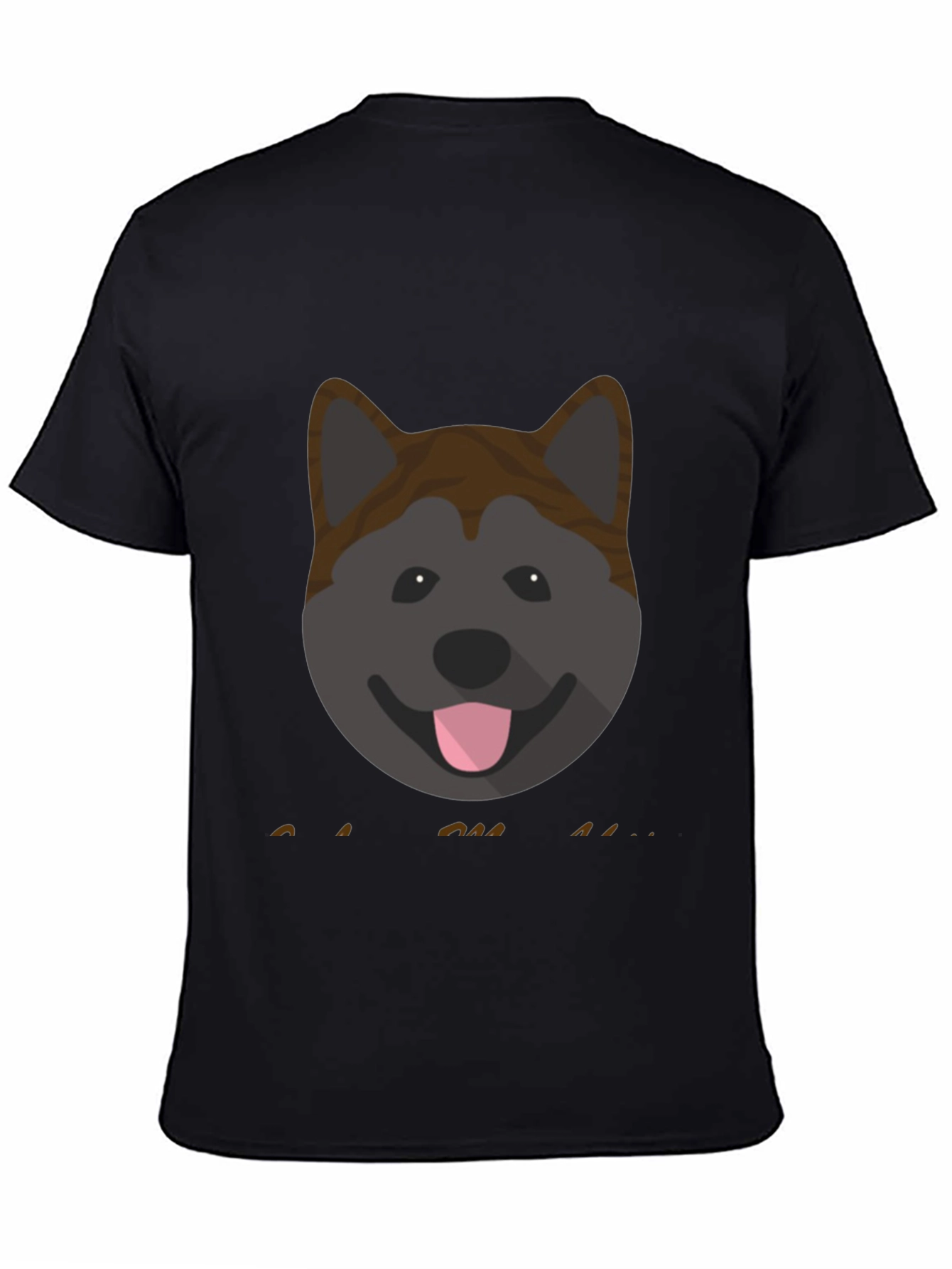 Akita Dog Graphic Print Mens Black T-Shirt