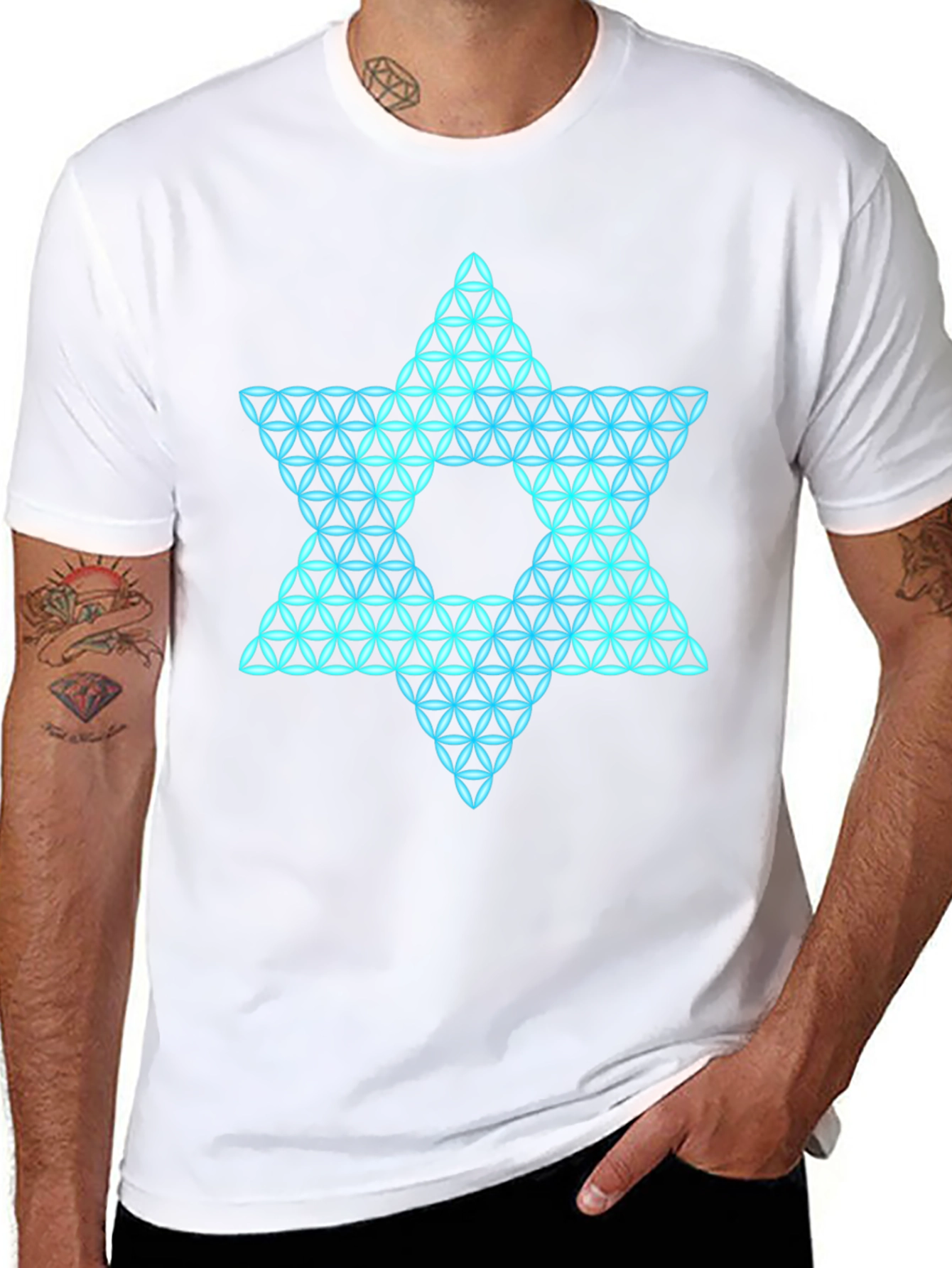 Geometric Star Graphic Tee - Mens Black T-Shirt