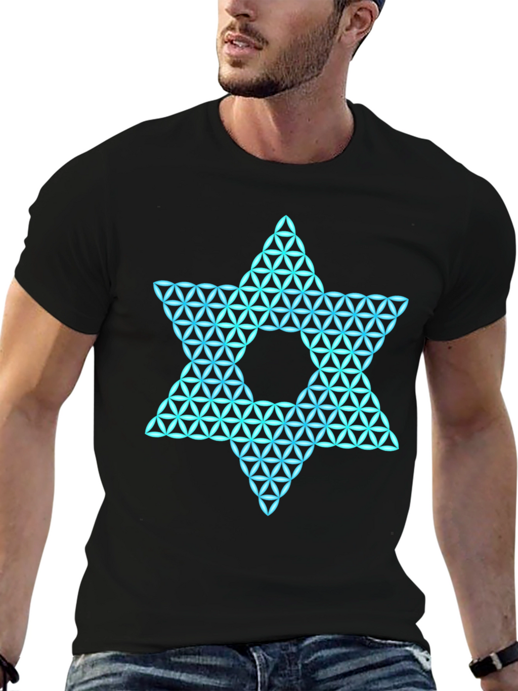 Geometric Star Graphic Tee - Mens Black T-Shirt