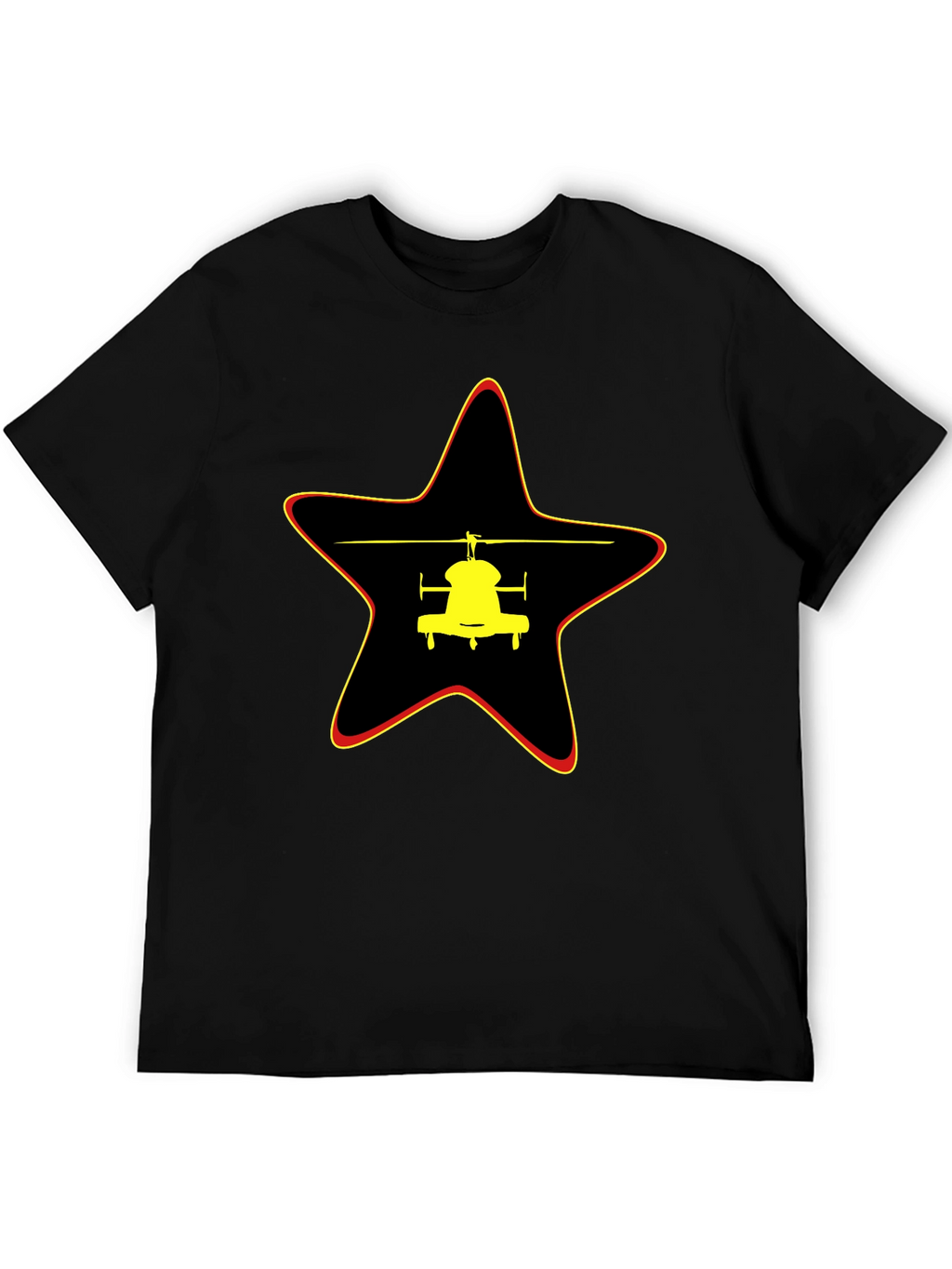Helicopter Star Graphic Black T-Shirt