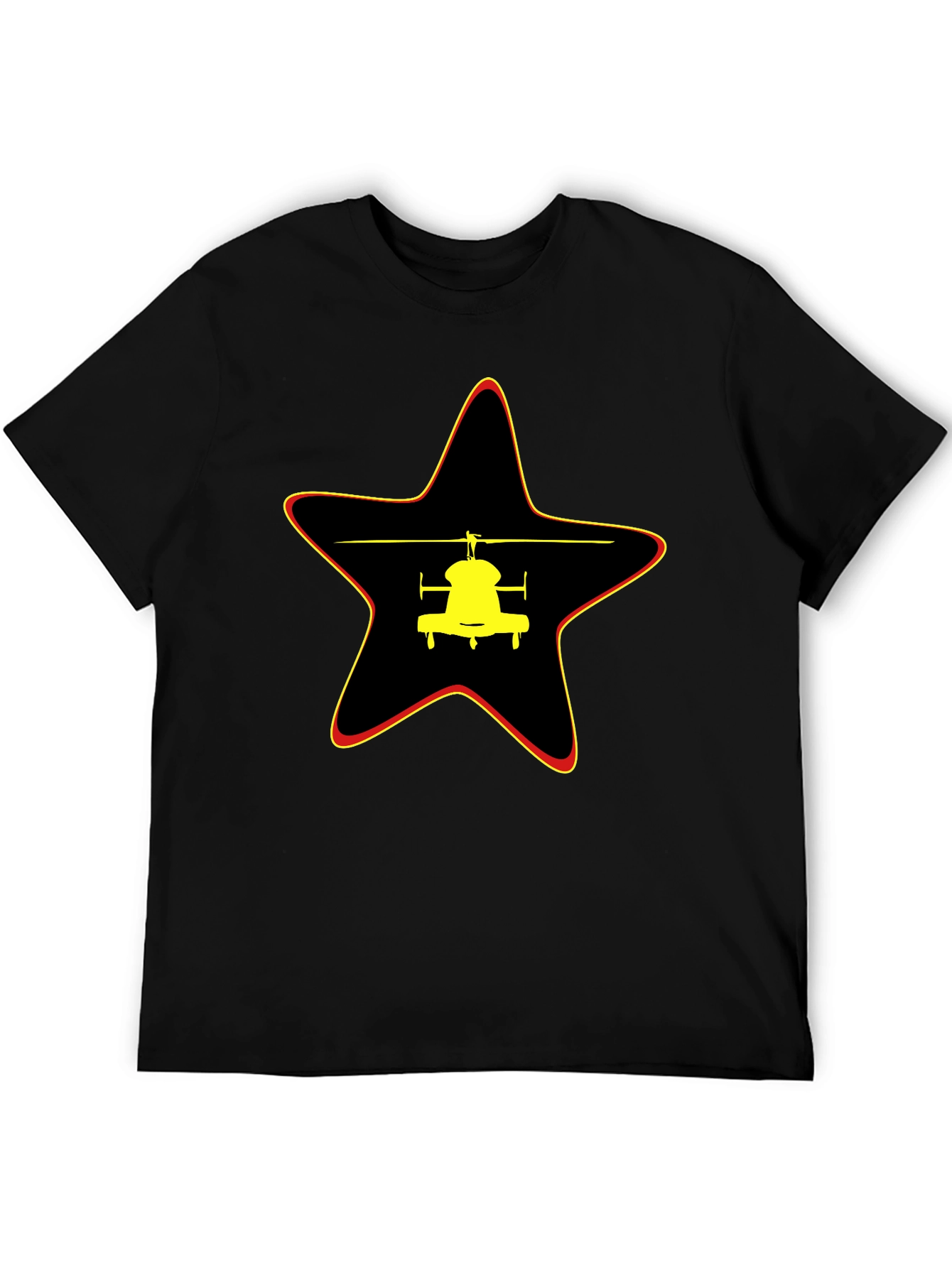 Helicopter Star Graphic Black T-Shirt