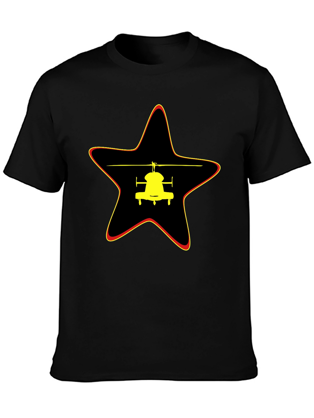 Helicopter Star Graphic Black T-Shirt