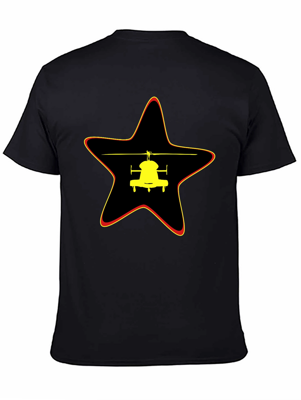 Helicopter Star Graphic Black T-Shirt